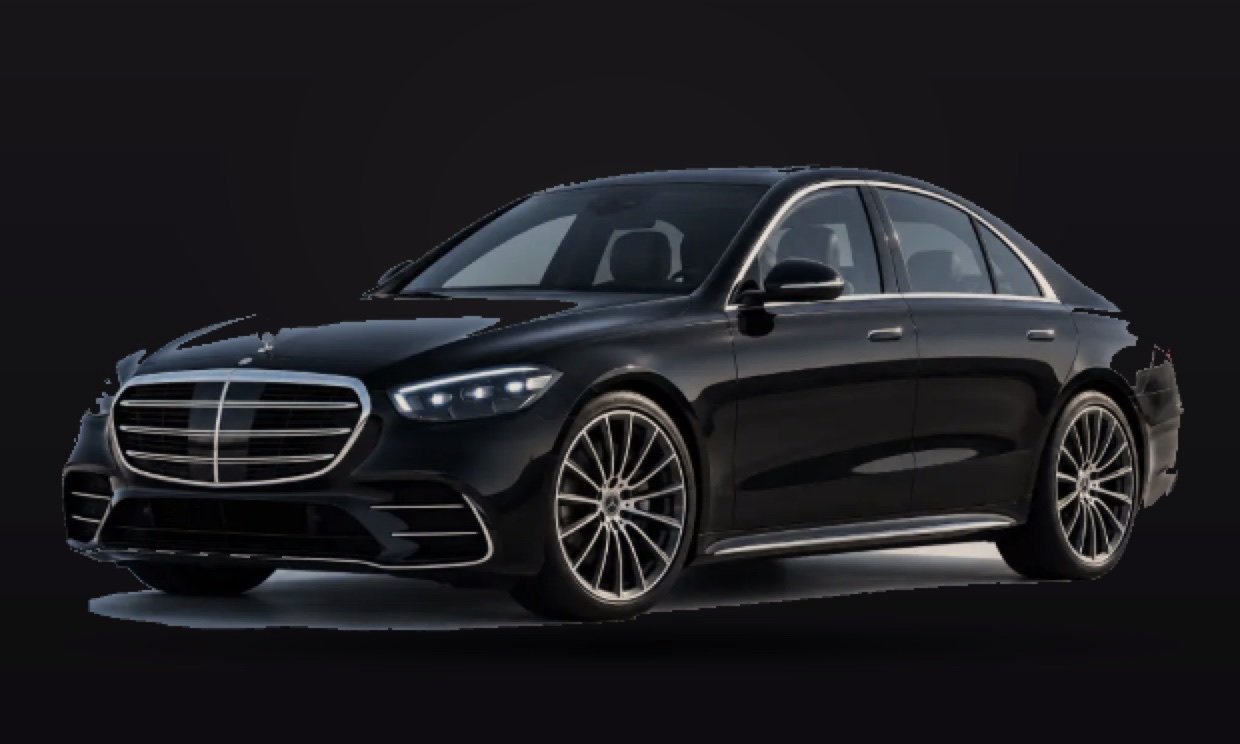 Black Mercedes-Benz S-Class, studio side profile